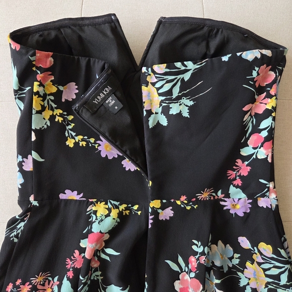 Yumi Kim Silk Date Night Strapless Black Mini Cocktail Dress Sz M Wedding Guest - Picture 14 of 16